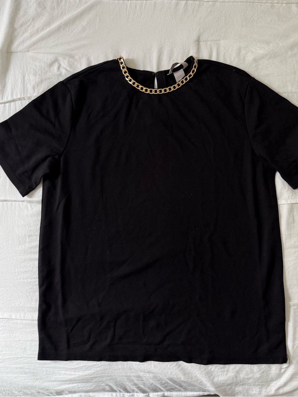 H&M Black Top with Gold Chain Detail